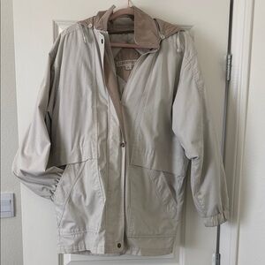 London Fog Hooded Utility Jacket in Light Beige